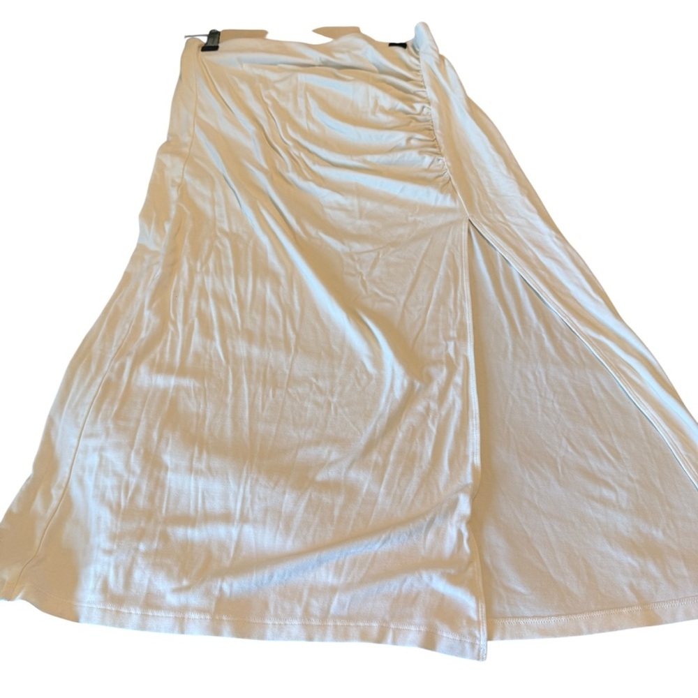 Wilfred by Aritzia Womens Vespa Side Slit Ruched Midi Skirt in Cream Medium - Picture 9 of 9